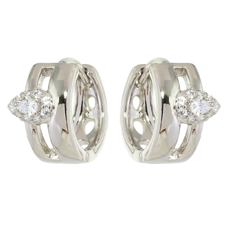 Серьги Xuping Родий колечки Узор кристальные капельки фото №1