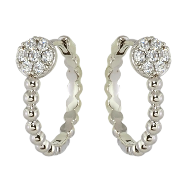 Серьги Xuping Родий колечки Дорожки шариков с кругами циркония фото №9