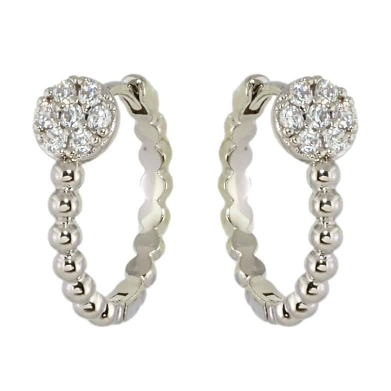 Серьги Xuping Родий колечки Дорожки шариков с кругами циркония фото №1