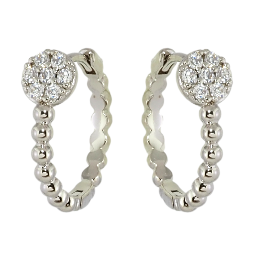 Серьги Xuping Родий колечки Дорожки шариков с кругами циркония фото №1