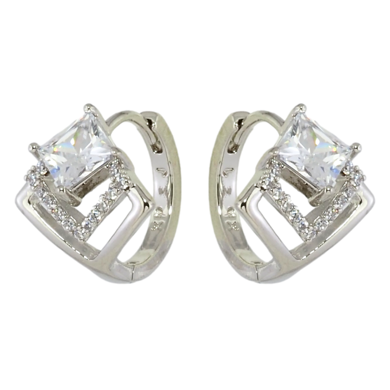 Сережки Xuping Родій колечка Ромби з кристалами фото №3