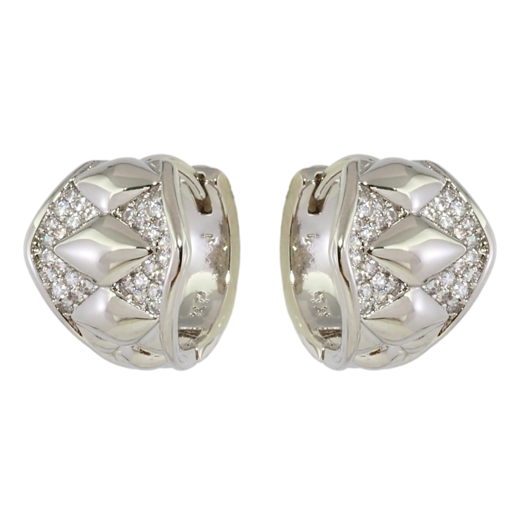 Серьги Xuping Родий колечки Инкрустация цирконием с ромбовым узором фото №7