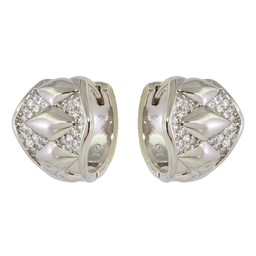 Серьги Xuping Родий колечки Инкрустация цирконием с ромбовым узором фото №1