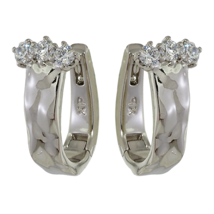 Серьги Xuping Родий колечки Три кристалла фото №22