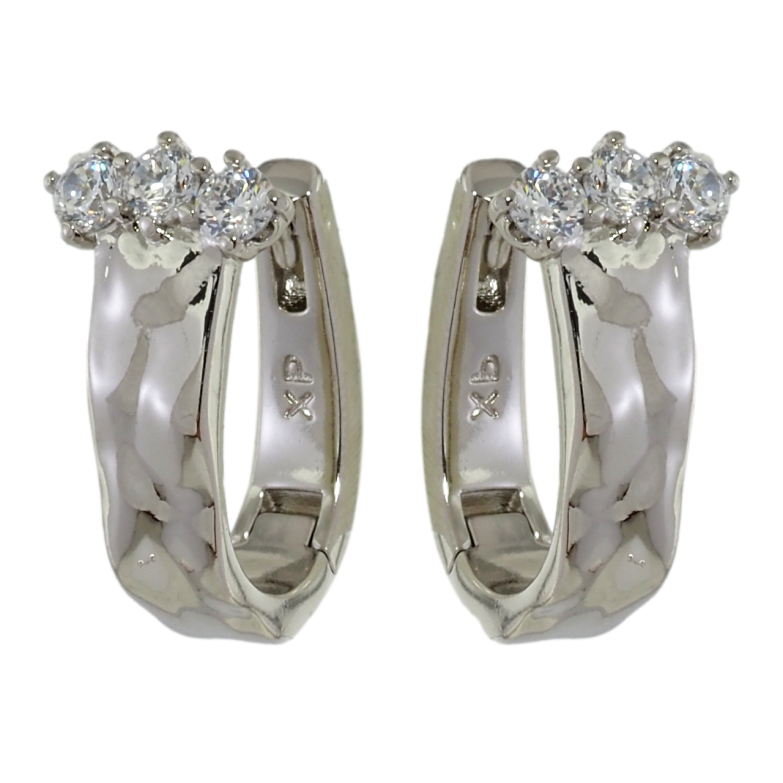 Серьги Xuping Родий колечки Три кристалла фото №1