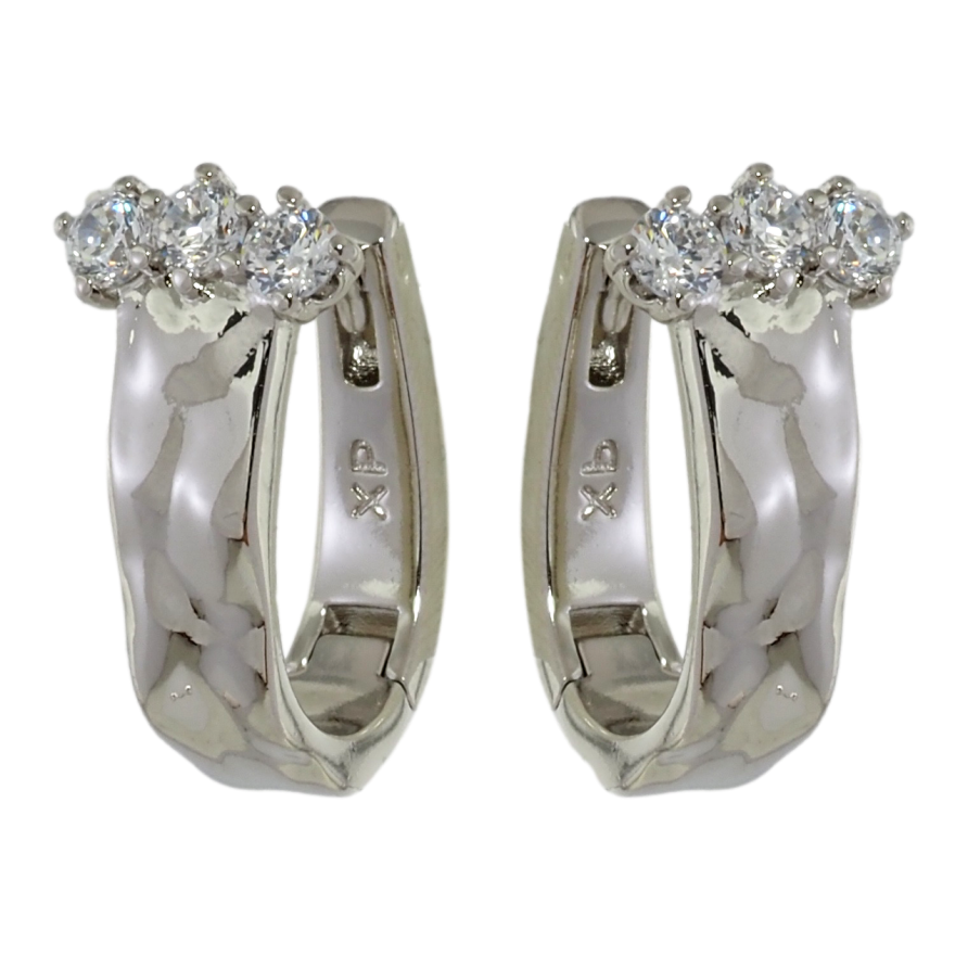 Серьги Xuping Родий колечки Три кристалла фото №1