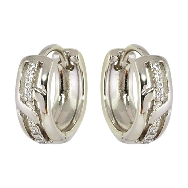 Серьги Xuping Родий колечки Узор с дорожками циркония фото №18