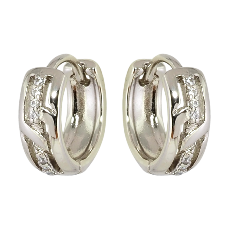 Серьги Xuping Родий колечки Узор с дорожками циркония фото №1