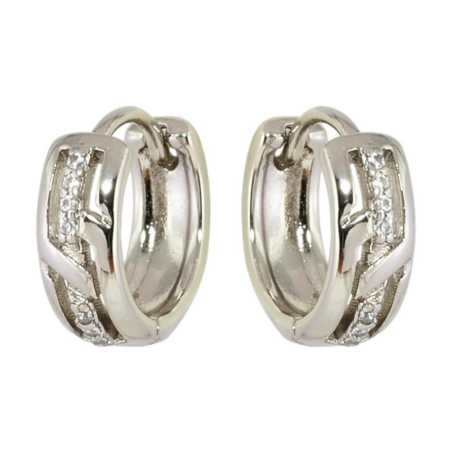 Серьги Xuping Родий колечки Узор с дорожками циркония фото №1