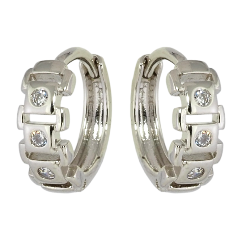 Серьги Xuping Родий колечки Узор с вставками циркония фото №3