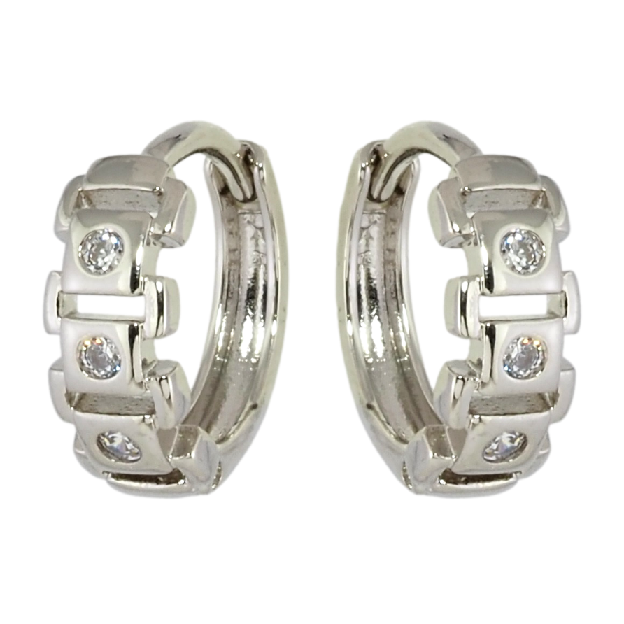 Серьги Xuping Родий колечки Узор с вставками циркония фото №1