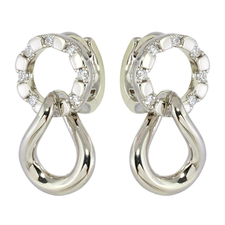 Серьги Xuping Родий подвески на колечках Декоративные подвески с цирконием фото №1
