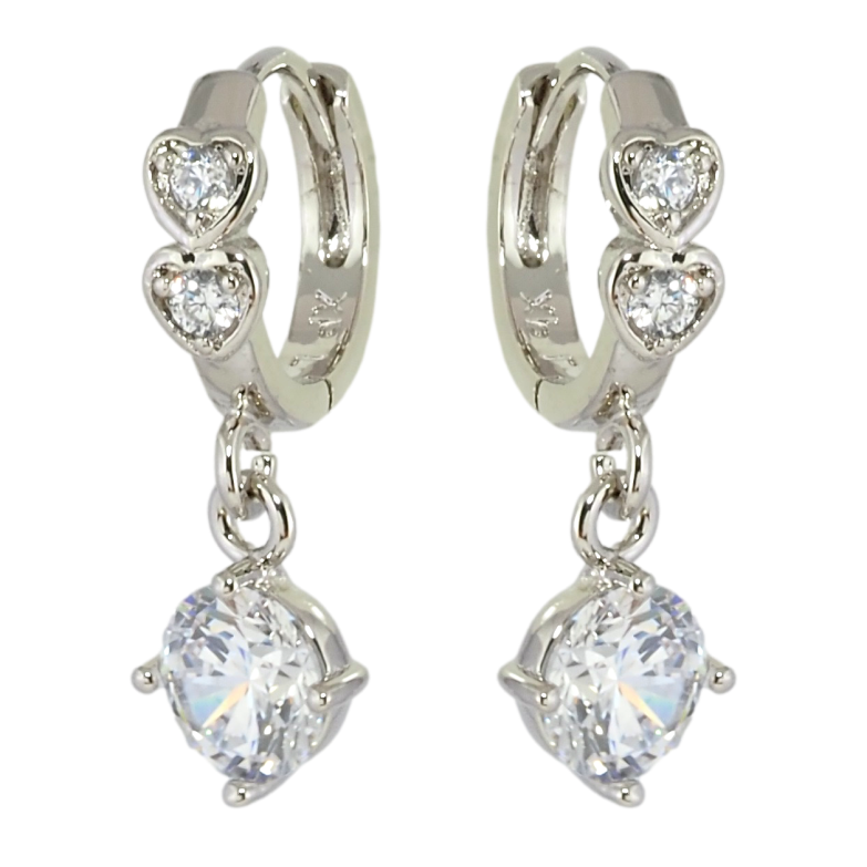 Серьги Xuping Родий подвески на колечках Фианиты ø 6мм фото №1