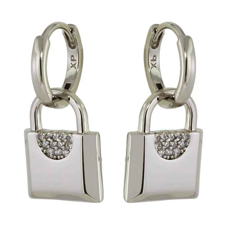 Сережки Xuping Родій підвіски на колечках Замочки 2 в 1 фото №2