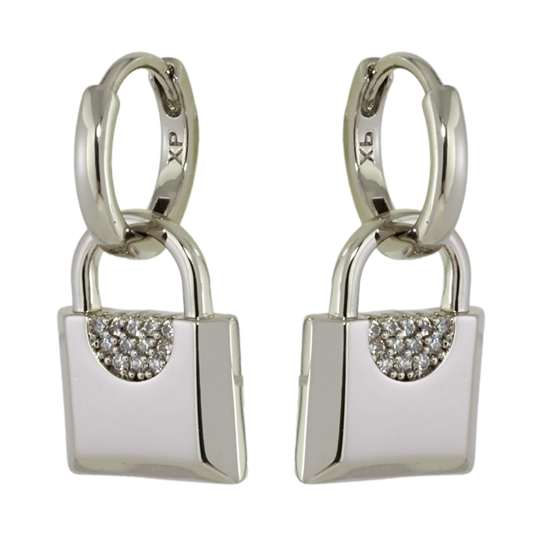 Серьги Xuping Родий подвески на колечках Замочки 2 в 1 фото №1