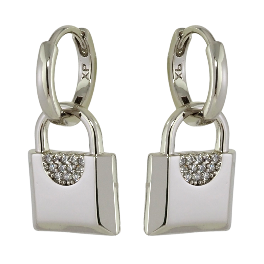 Сережки Xuping Родій підвіски на колечках Замочки 2 в 1 фото №1