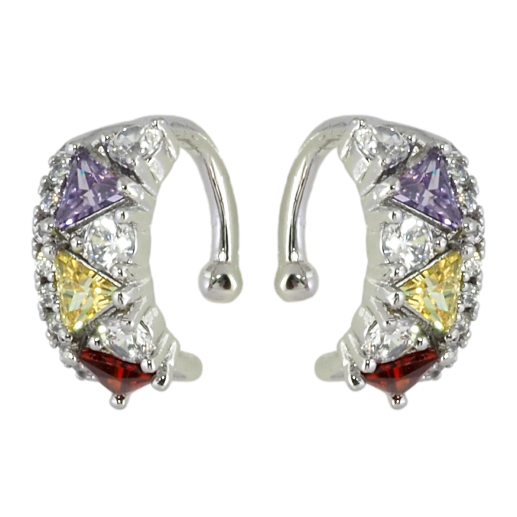 Серьги Xuping Родий каффы Инкрустация цирконием и цветными фианитами фото №16 Серьги Xuping Родий каффы Инкрустация цирконием и цветными фианитами фото №16