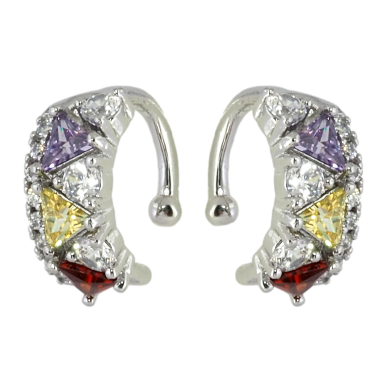 Серьги Xuping Родий каффы Инкрустация цирконием и цветными фианитами фото №1
