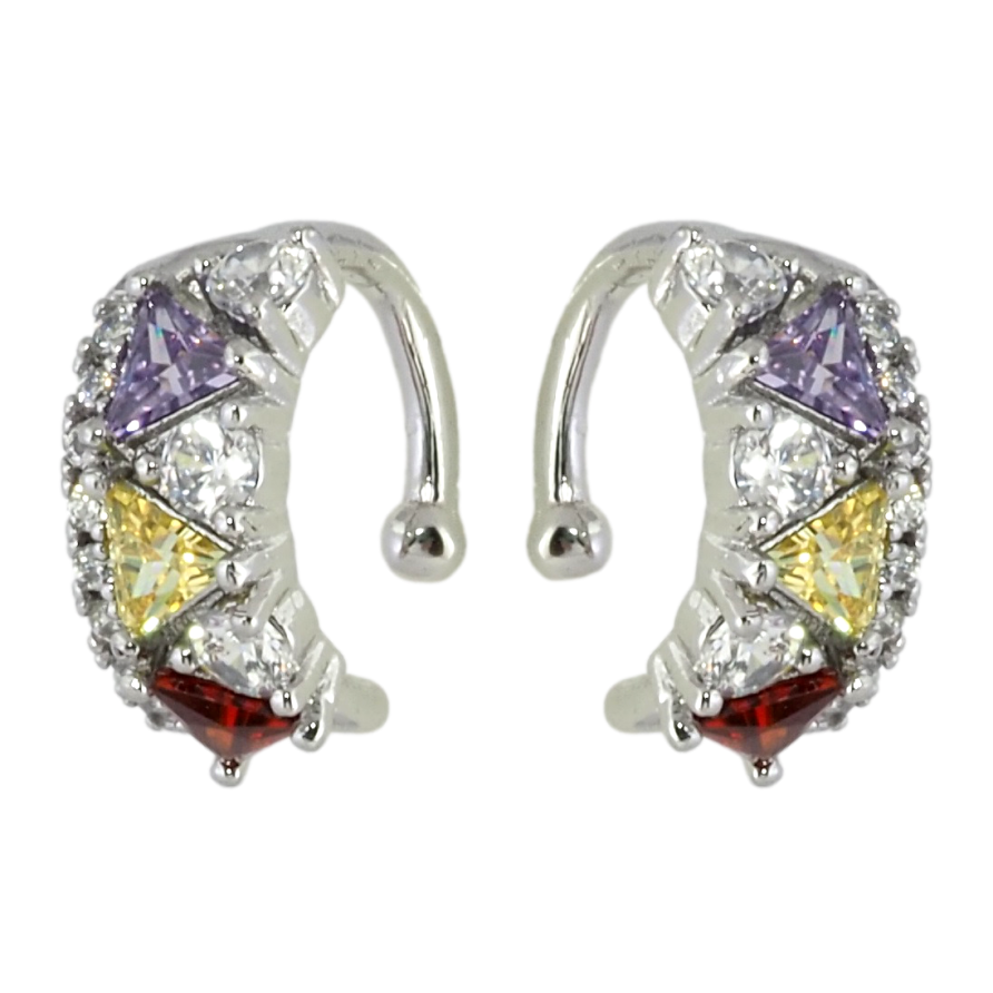 Серьги Xuping Родий каффы Инкрустация цирконием и цветными фианитами фото №1