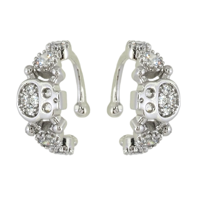 Серьги Xuping Родий каффы Черепа с цирконием фото №6