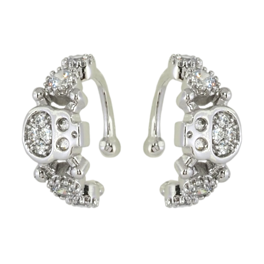 Серьги Xuping Родий каффы Черепа с цирконием фото №1