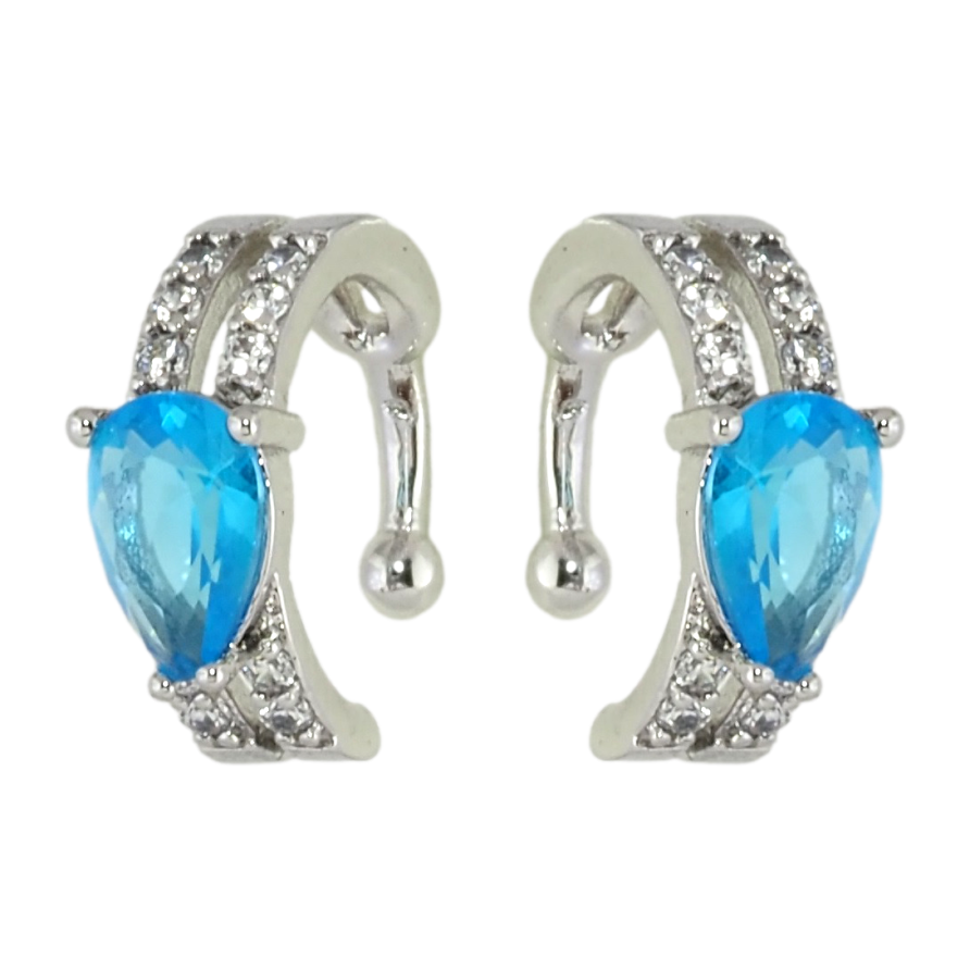 Серьги Xuping Родий каффы Дорожки циркония с голубым фианитом фото №1