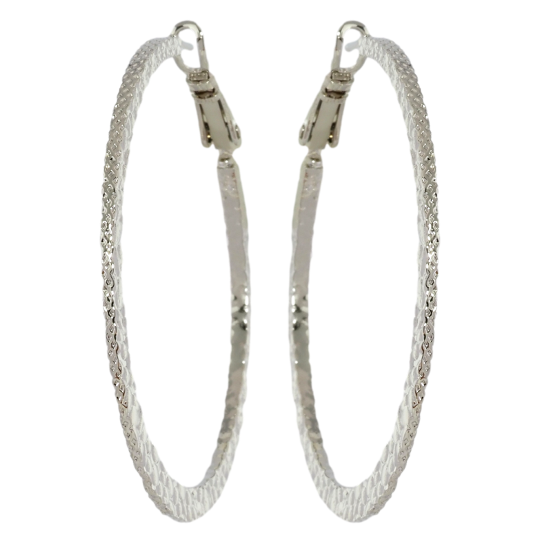 Серьги Xuping Родий кольца (конго) Тисненный узор ø 4.5см фото №1