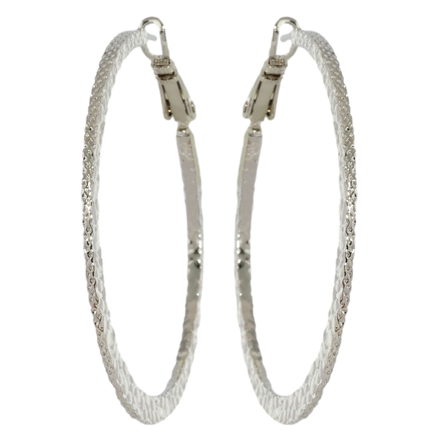 Серьги Xuping Родий кольца (конго) Тисненный узор ø 4.5см фото №1