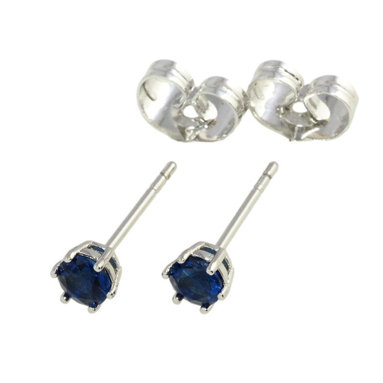Сережки Xuping Родій пусети Сині фіаніти в 6-ти крапановій оправі ø 4мм фото №1