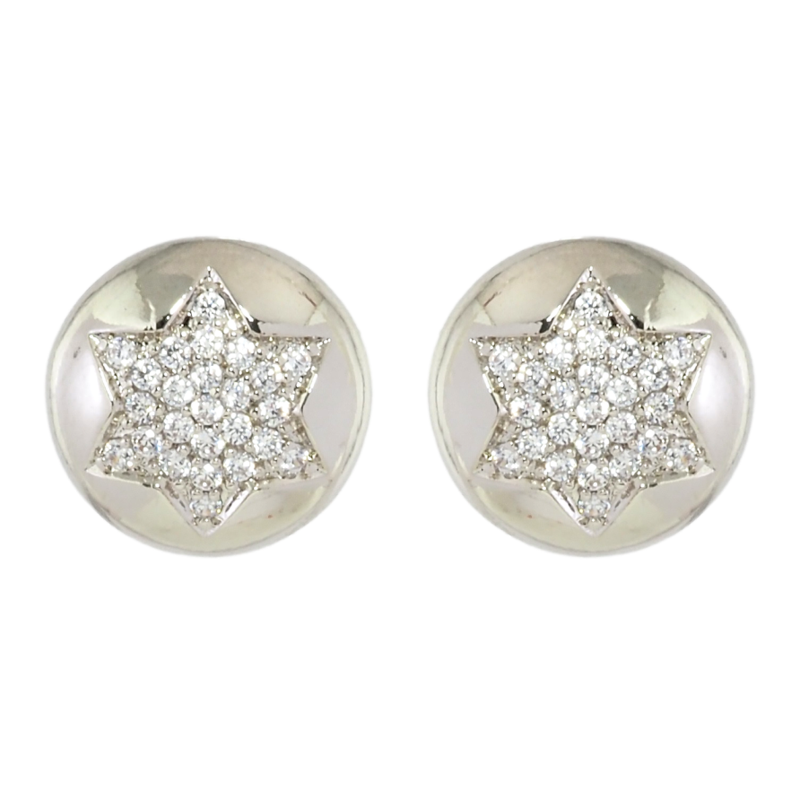 Серьги Xuping Родий пусеты Узор звездочки с цирконием ø 11мм фото №1