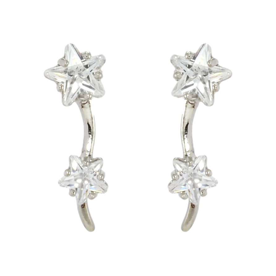 Серьги Xuping Родий пусеты Кристальные звездочки фото №1