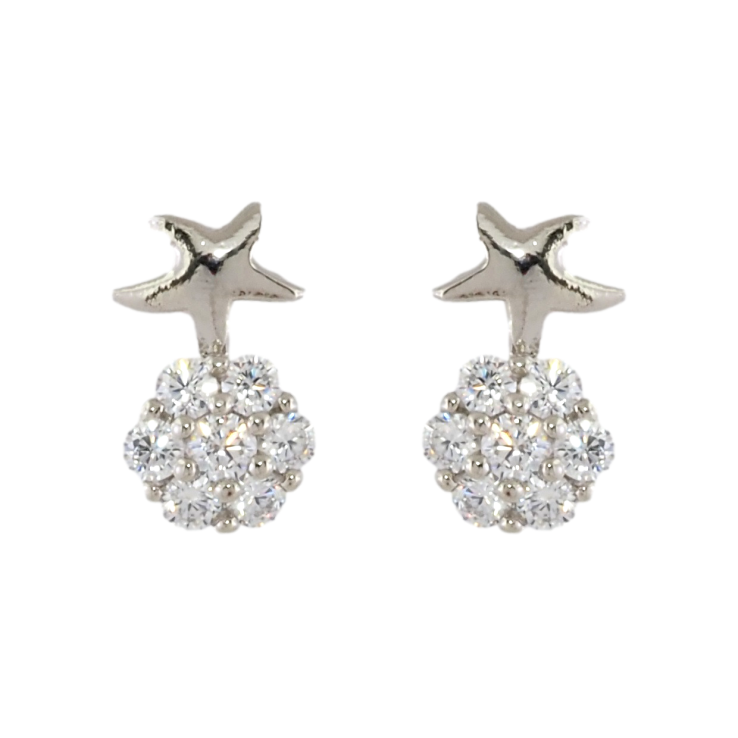 Сережки Xuping Родій пусети Зірочки на кристальних квіточках фото №15