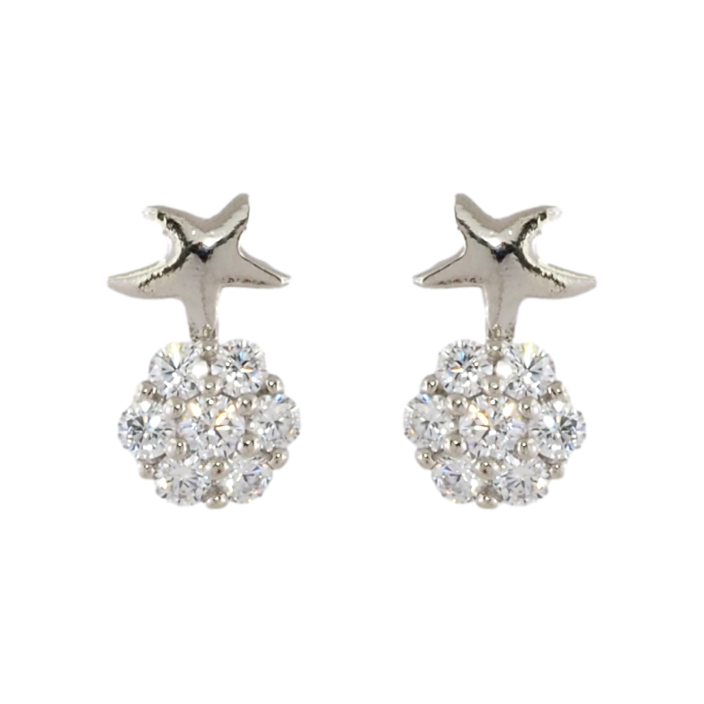 Сережки Xuping Родій пусети Зірочки на кристальних квіточках фото №1