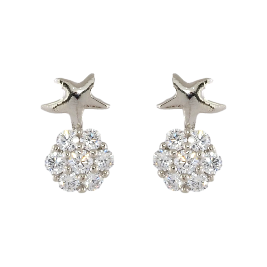 Сережки Xuping Родій пусети Зірочки на кристальних квіточках фото №1