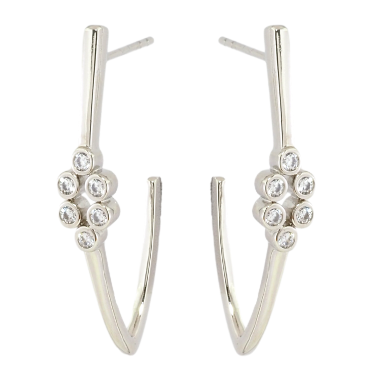 Сережки Xuping Родій пусети Скоби з цирконієм фото №3