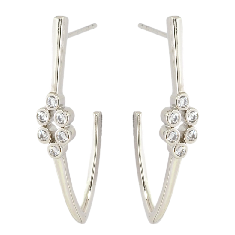 Сережки Xuping Родій пусети Скоби з цирконієм фото №1 Сережки Xuping Родій пусети Скоби з цирконієм фото №1