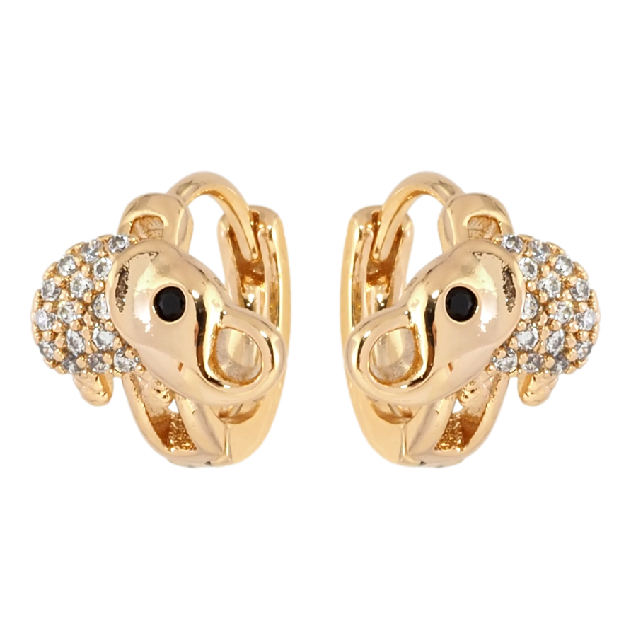 Сережки дитячі Xuping Позолота 18K колечки Слоники з цирконієм фото №1