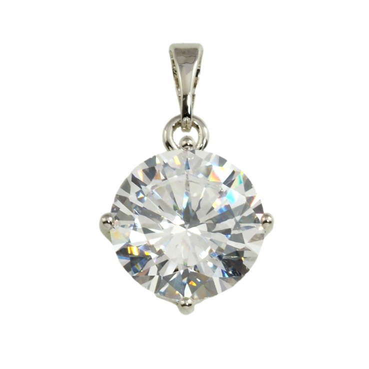 Кулон Xuping Родій Фіаніт у 4-х крапановій оправі, ø 12мм для ланцюжка до 5мм фото №8