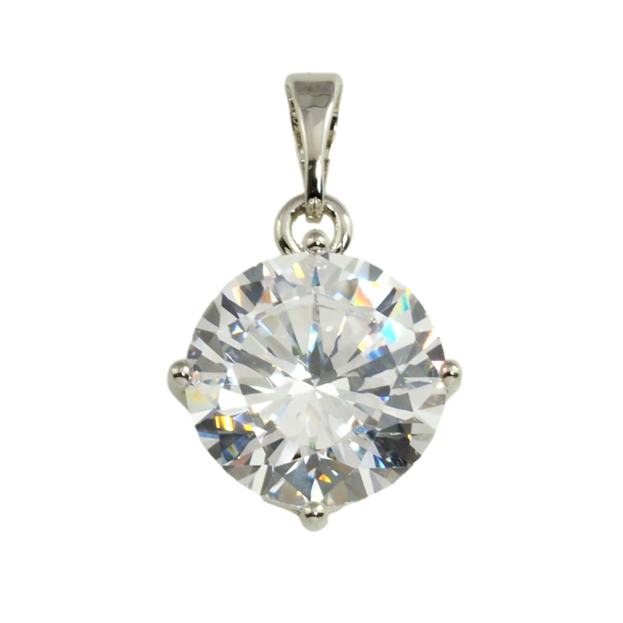 Кулон Xuping Родій Фіаніт у 4-х крапановій оправі, ø 12мм для ланцюжка до 5мм фото №1