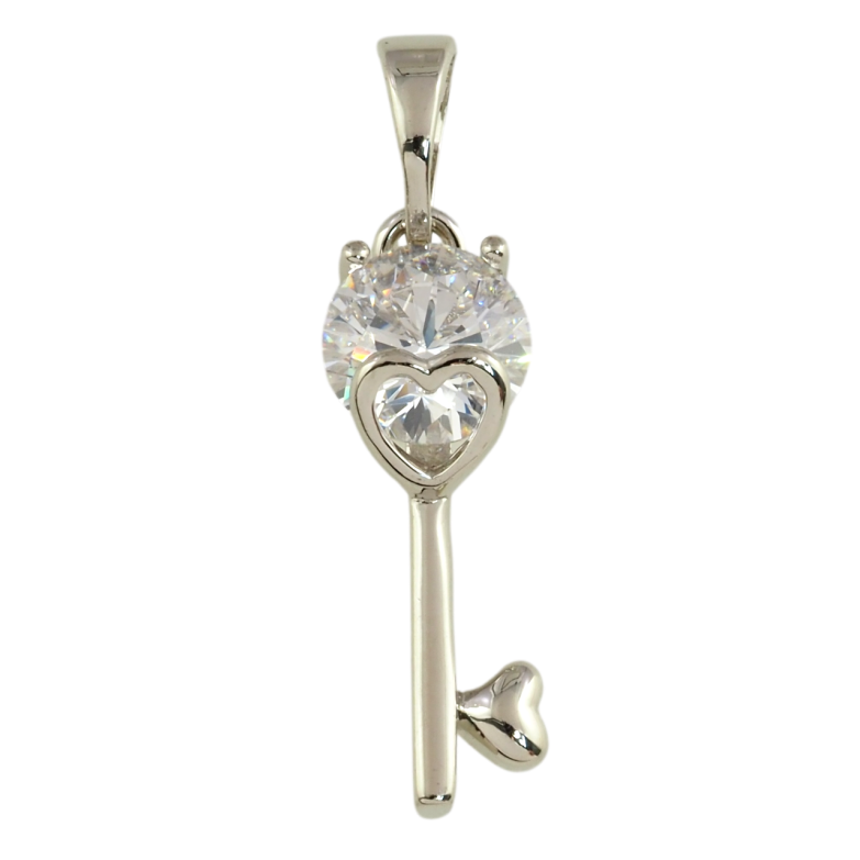 Кулон Xuping Родій Ключик з фіанітом для ланцюжка до 5мм фото №1