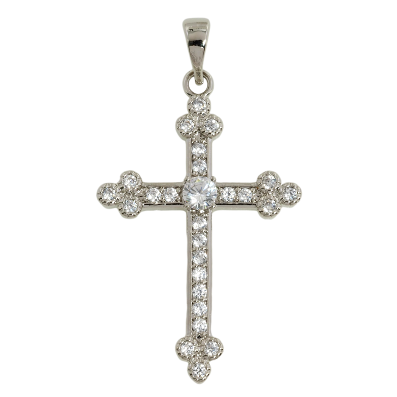 Кулон Xuping Родий Крест с цирконием для цепочки до 5мм фото №1