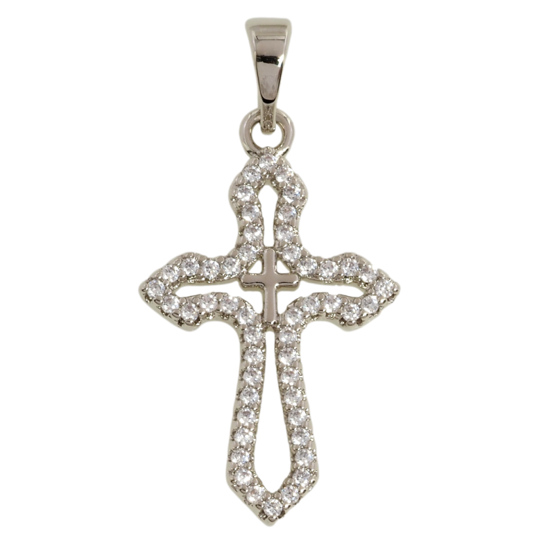 Кулон Xuping Родий Крест с цирконием для цепочки до 5мм фото №1