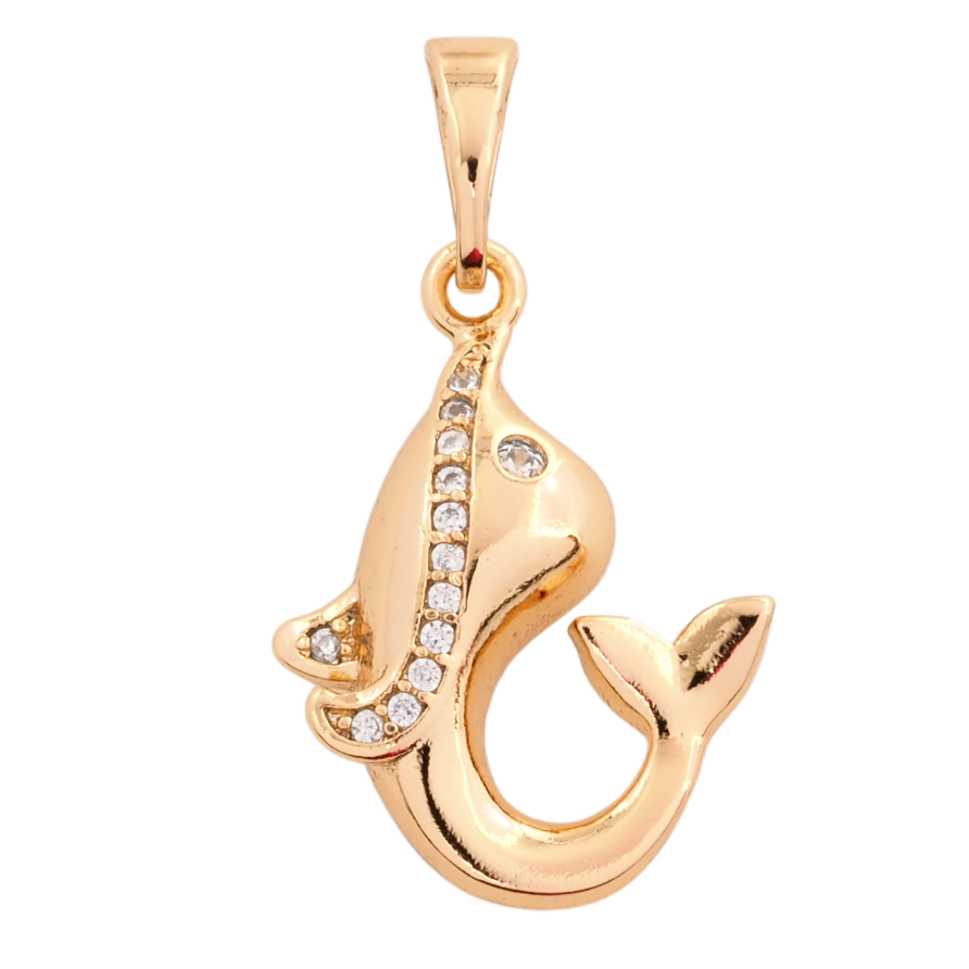 Кулон Xuping Позолота 18K Дельфін з цирконієм для ланцюжка до 5мм фото №1