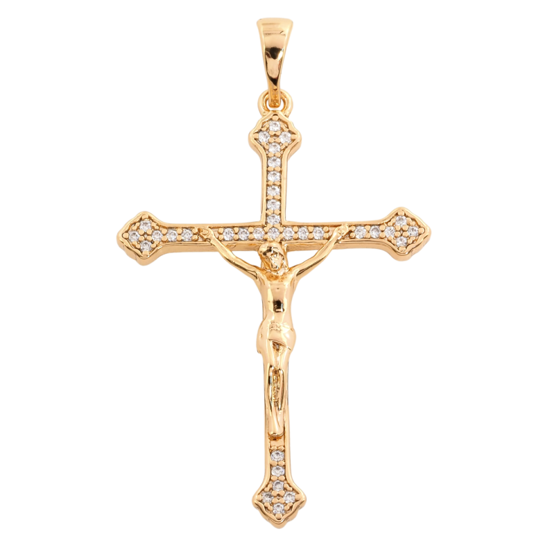 Кулон Xuping Позолота 18K Хрест з Розп'яттям та цирконієм для ланцюжка до 5мм фото №1
