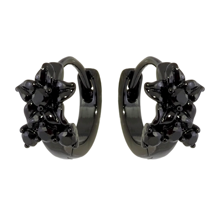 Сережки Xuping Позолота Black (чорне золото) колечка Квіточки з чорним цирконієм фото №14