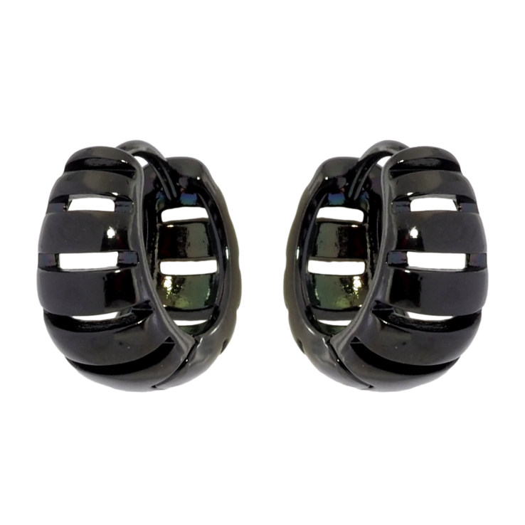 Сережки Xuping Позолота Black (чорне золото) колечка Різьблений візерунок фото №3 Сережки Xuping Позолота Black (чорне золото) колечка Різьблений візерунок фото №3