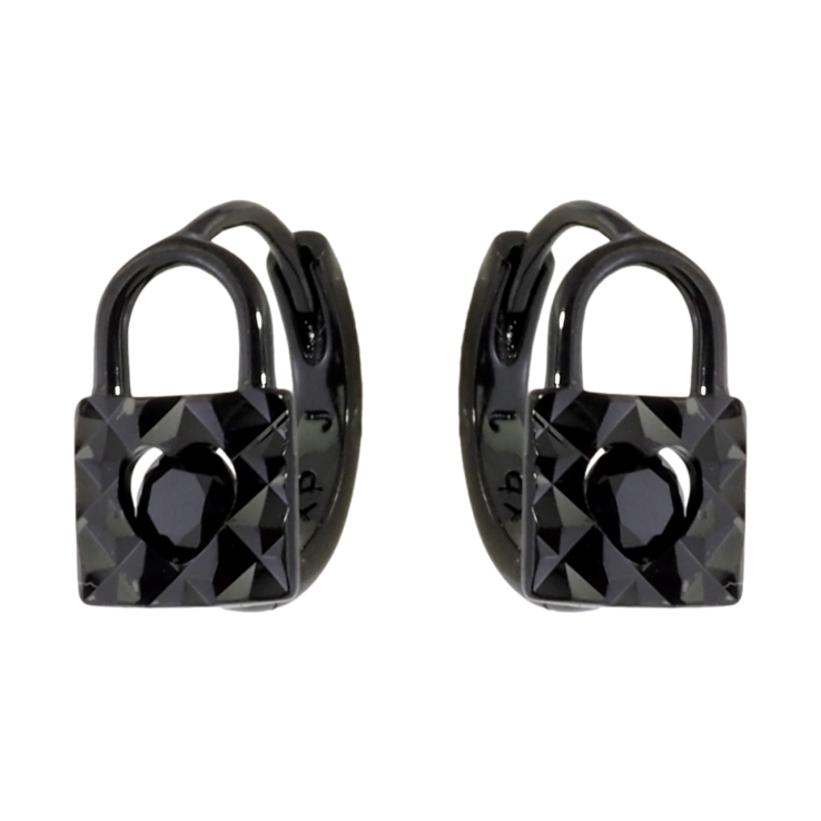 Сережки Xuping Позолота Black (чорне золото) колечка Замочки з чорним цирконієм фото №5 Сережки Xuping Позолота Black (чорне золото) колечка Замочки з чорним цирконієм фото №5