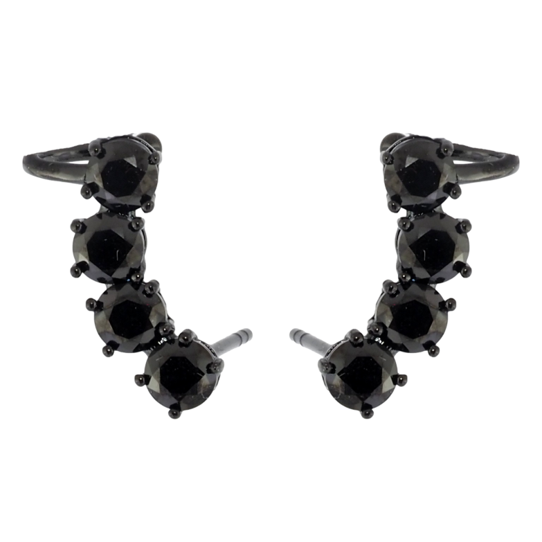 Сережки Xuping Позолота Black (чорне золото) пусети-кафи Доріжки чорного цирконію фото №1