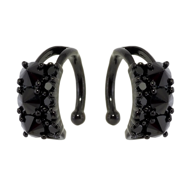 Серьги Xuping Позолота Black (черное золото) каффы Узор из черного циркония фото №1