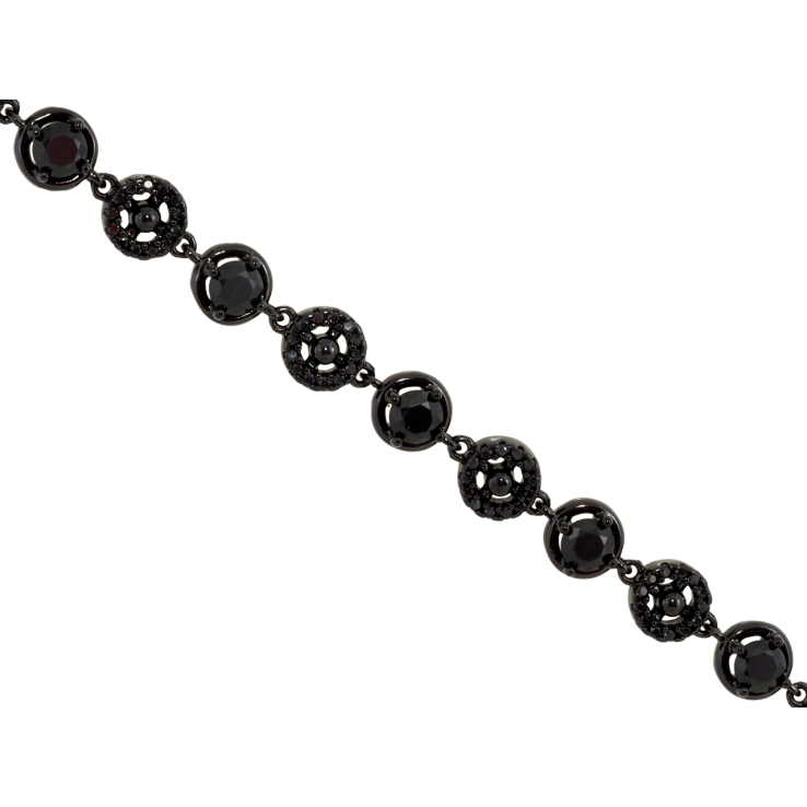 Браслет Xuping Позолота Black (чорне золото) Ланки з чорним цирконієм довжина з доп.замком 17,18.5см х 6мм фото №12